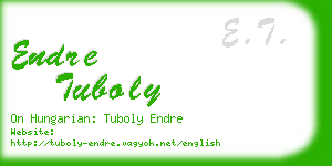 endre tuboly business card